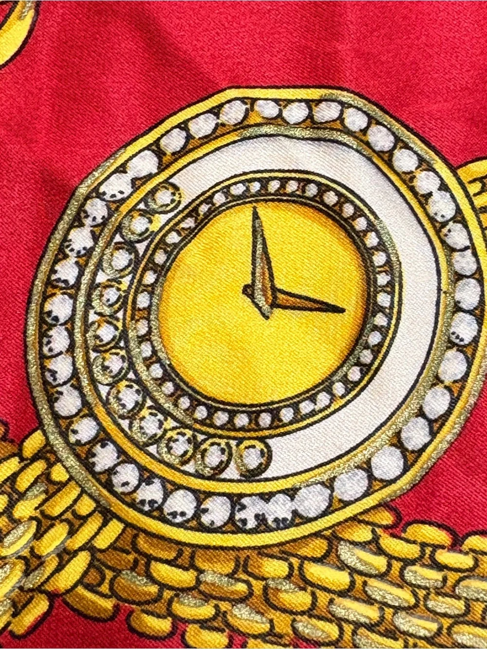 Chopard Silk Scarf Red Gold Chain Jewelry Watch Print Square